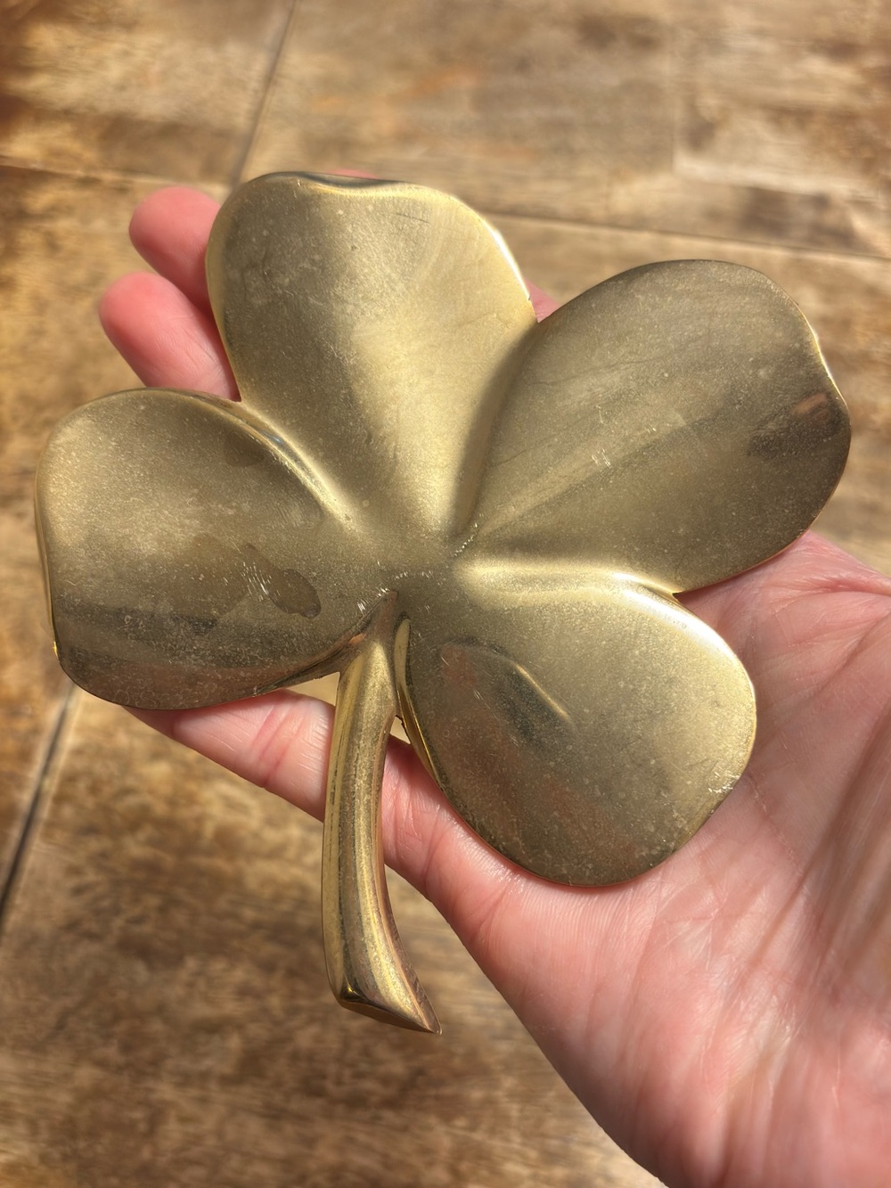 VTG Gerity 24k Gold Plated 4 Leaf Clover Shamrock Paperweight Luck READ